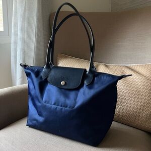Longchamp Modele Depose Le Pliage Medium Tote Shoulder Bag Blue